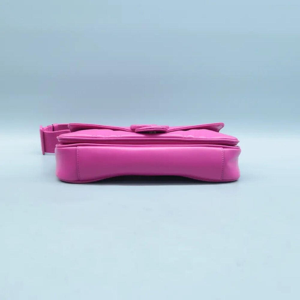 100% Authentic GUCCI GG Marmont Fuchsia Leather Shoulder Bag 1595-101324 - Picture 5 of 12